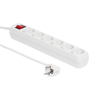6-way Schuko Socket 10M White