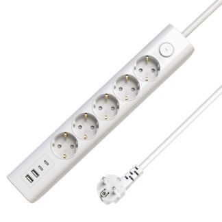 5-way USB Schuko Power Strip