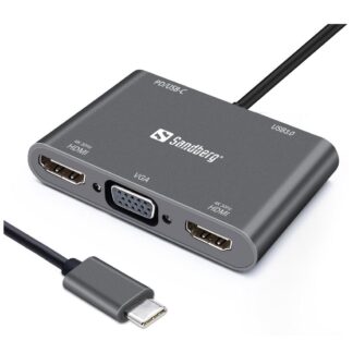 USB-C Dock 2xHDMI+1xVGA+USB+PD